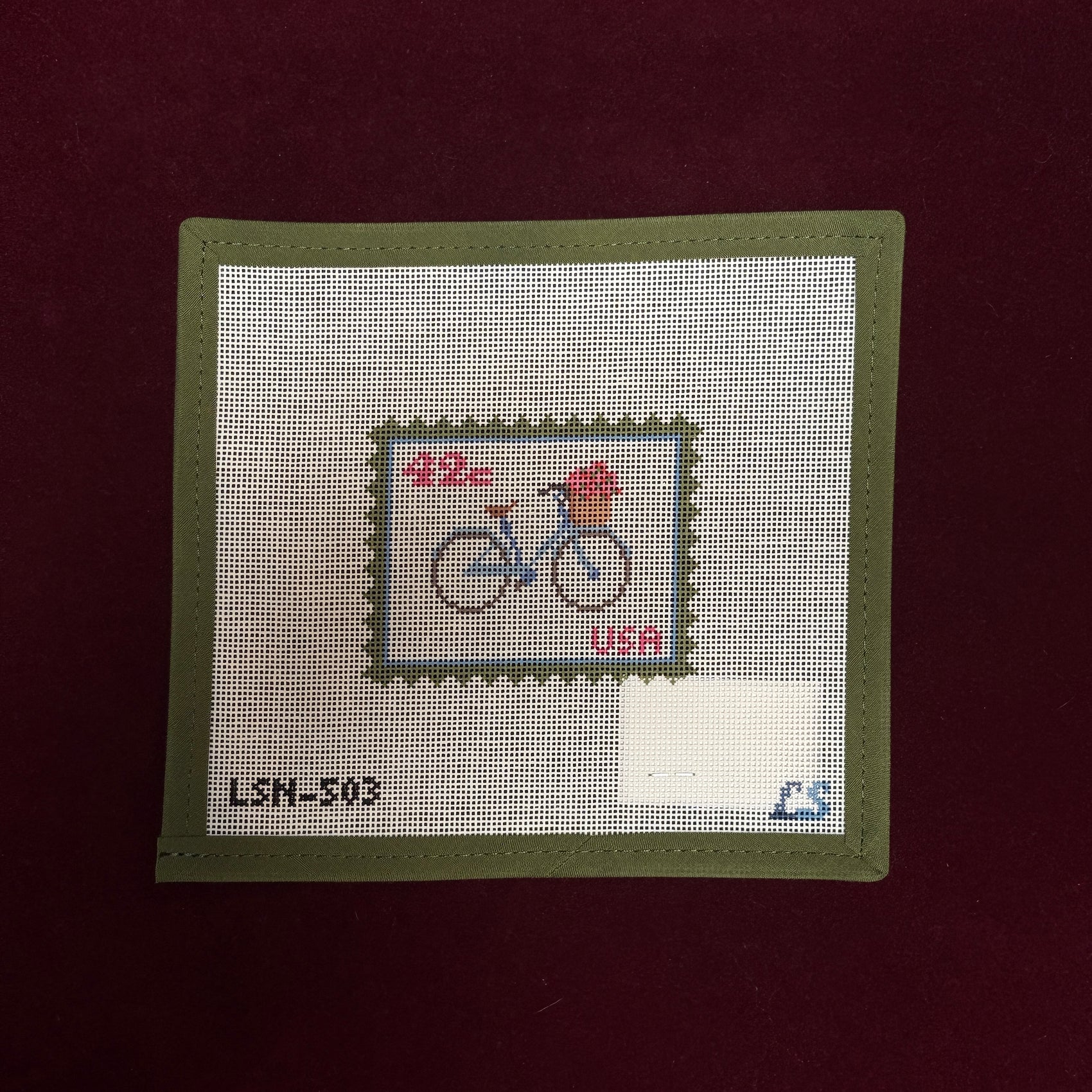 Petals and Pedals Postage Stamp-Needlepoint Canvas-Lake Shore Needlepoint-The Pepper Pot Barrington, IL