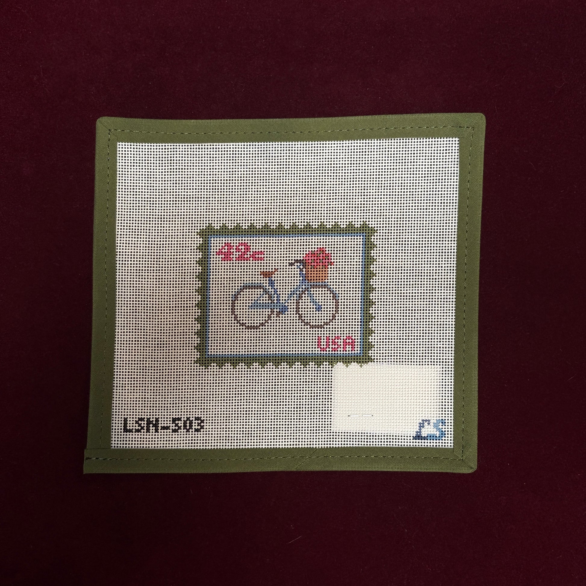 Petals and Pedals Postage Stamp-Needlepoint Canvas-Lake Shore Needlepoint-The Pepper Pot Barrington, IL
