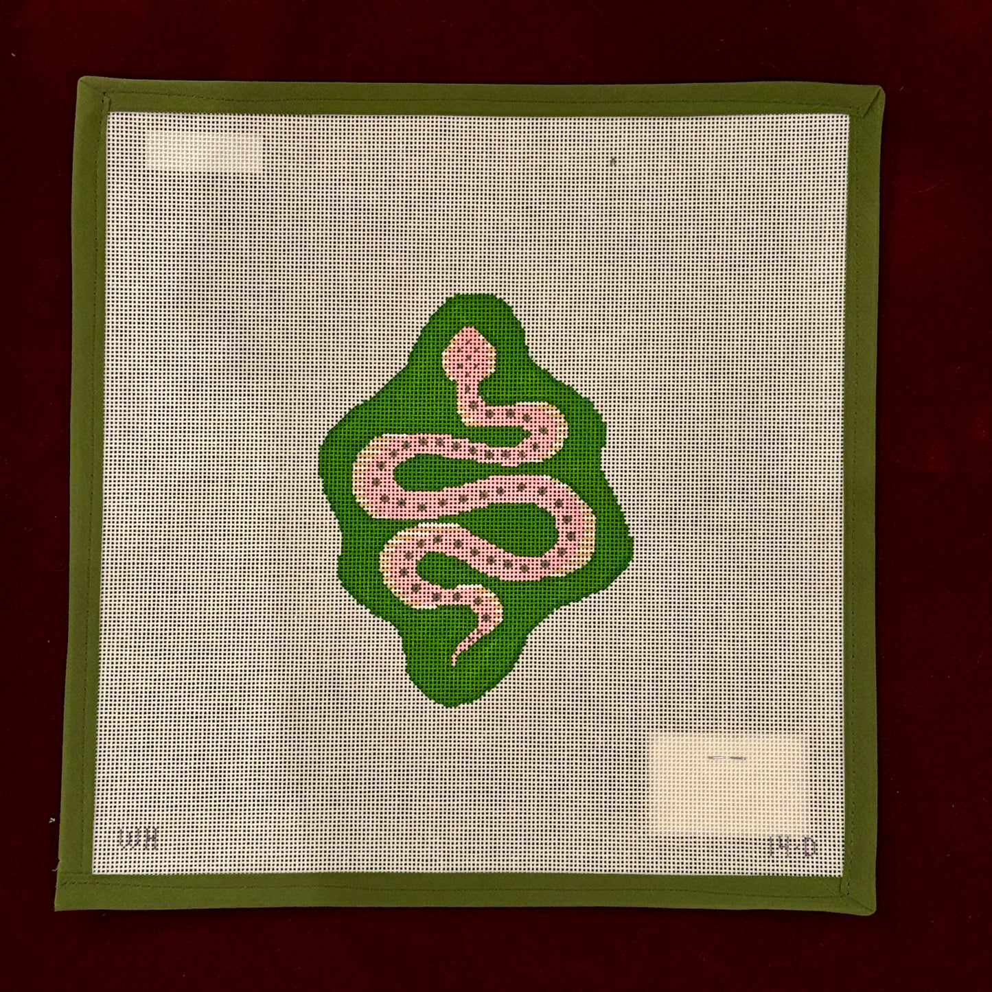 Petite Snake - Green-Needlepoint Canvas-Plum Stitchery-The Pepper Pot Barrington, IL