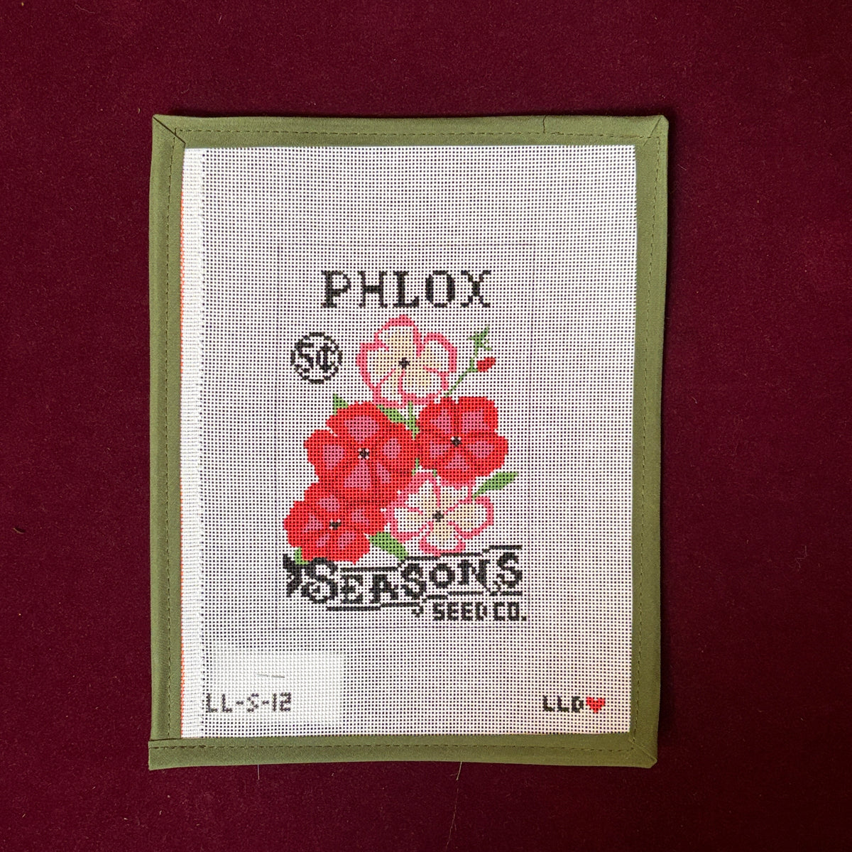 Phlox Seed Packet (18 Mesh)-Needlepoint Canvas-Laura Love Designs-The Pepper Pot Barrington, IL