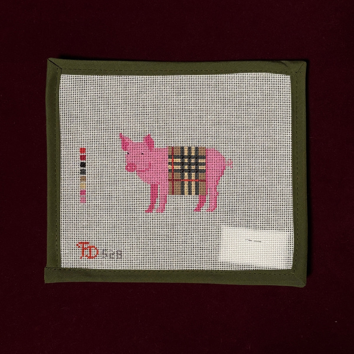 Pig in a B Plaid Sweater-Needlepoint Canvas-The Collection Designs-The Pepper Pot Barrington, IL