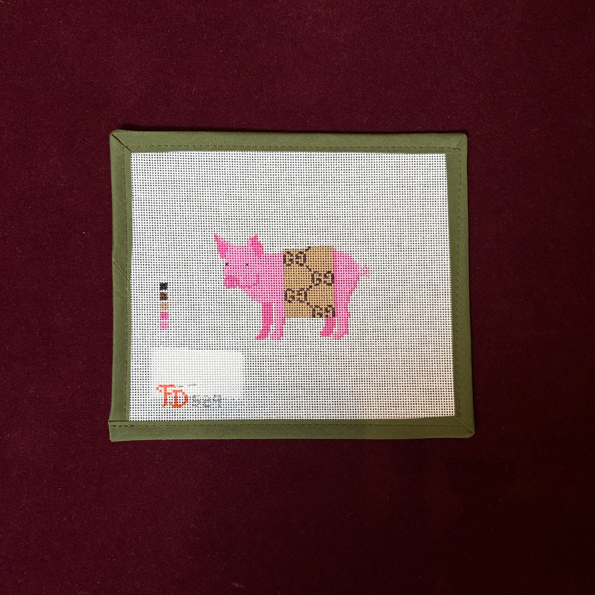 Pig in a GG Blanket-Needlepoint Canvas-The Collection Designs-The Pepper Pot Barrington, IL