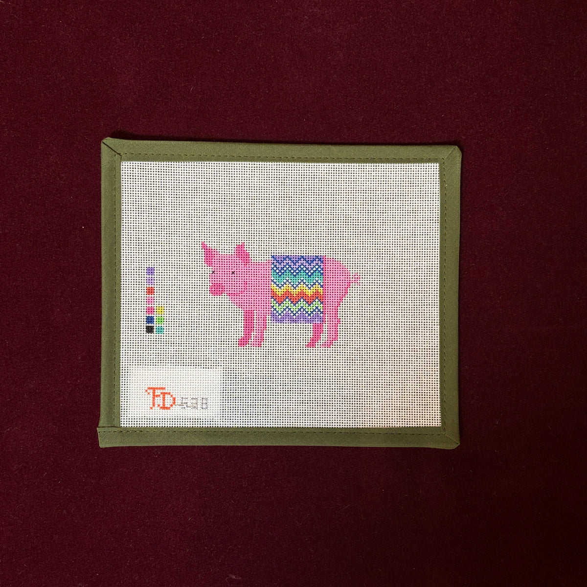 Pig in a Missoni Blanket-Needlepoint Canvas-The Collection Designs-The Pepper Pot Barrington, IL