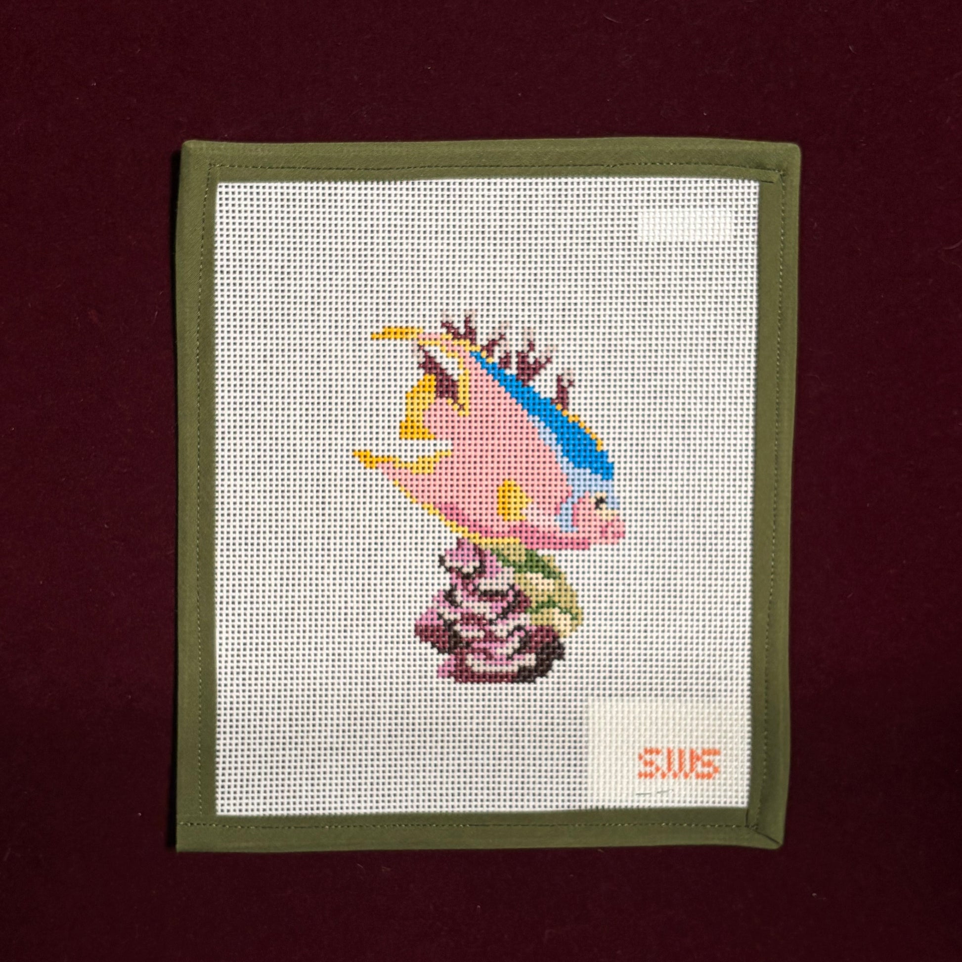 Pink Coral Fish-Canvas-Stitching with Stacey-The Pepper Pot