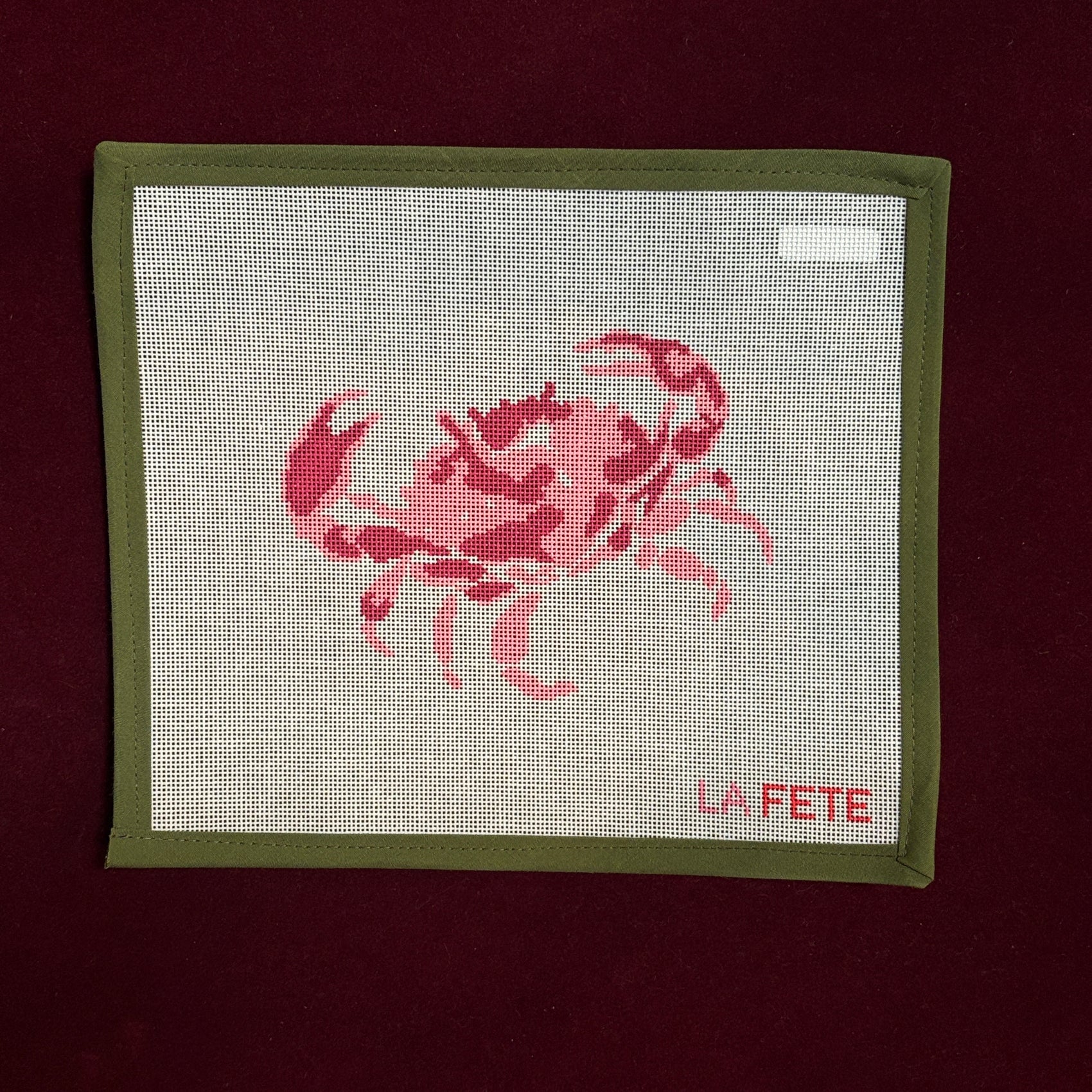 Pink Crab-Needlepoint Canvas-La Fete-The Pepper Pot Barrington, IL