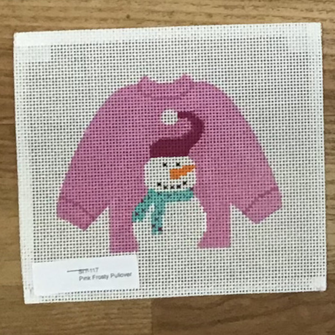 Pink Frosty Pullover August Trunk Show-Needlepoint Canvas-KCN Designers-The Pepper Pot Barrington, IL