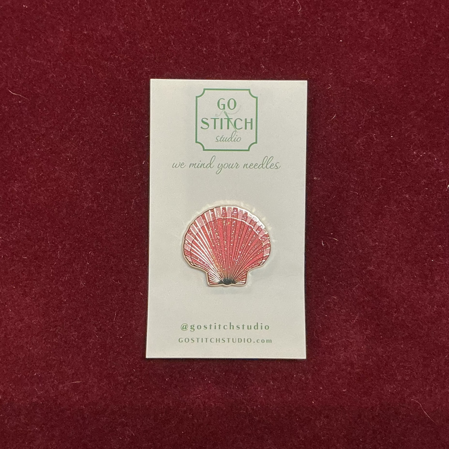 Pink Glitter Scallop Shell Needle Minder-Needle Minder-Go Stitch Studio-The Pepper Pot