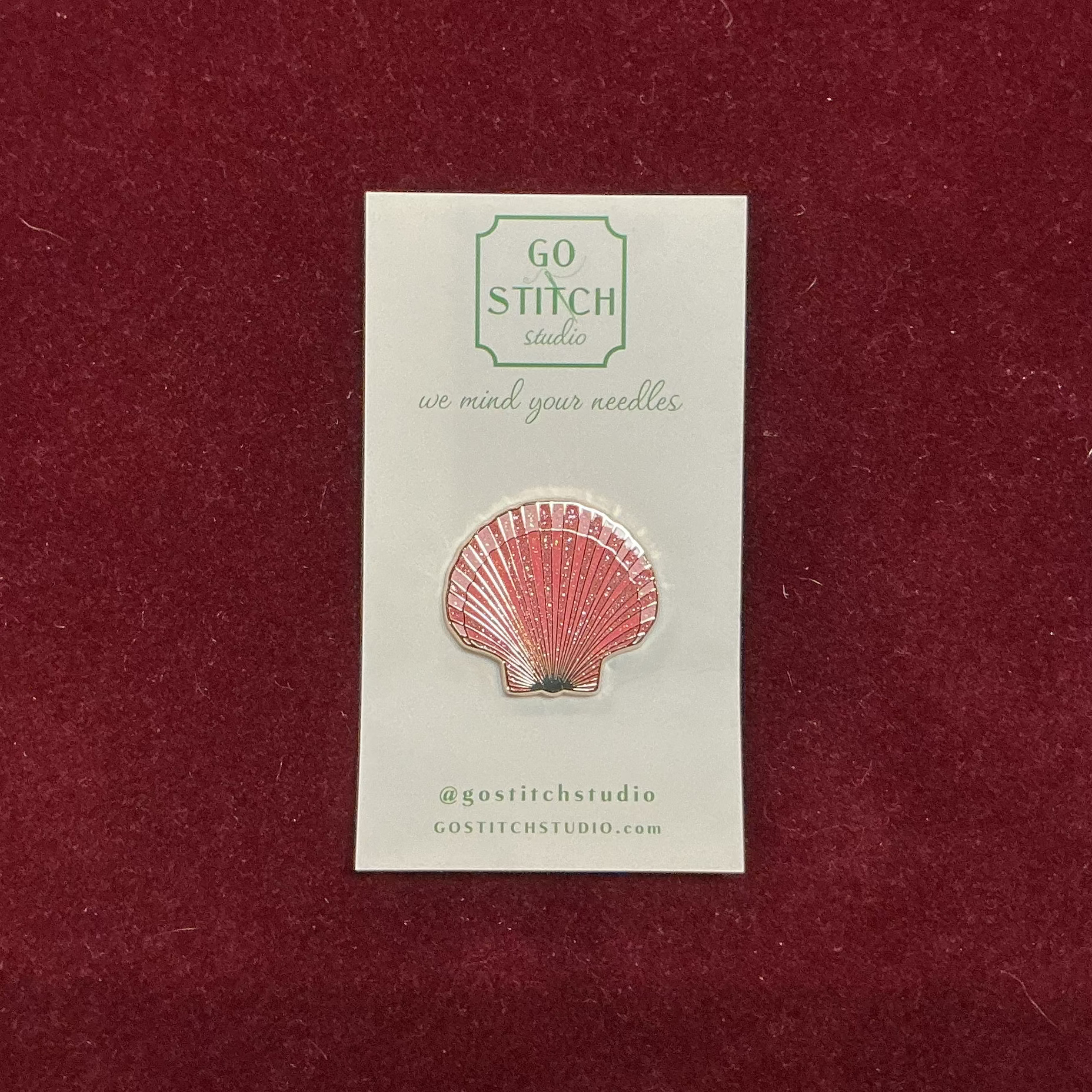 Pink Glitter Scallop Shell Needle Minder-The Pepper Pot