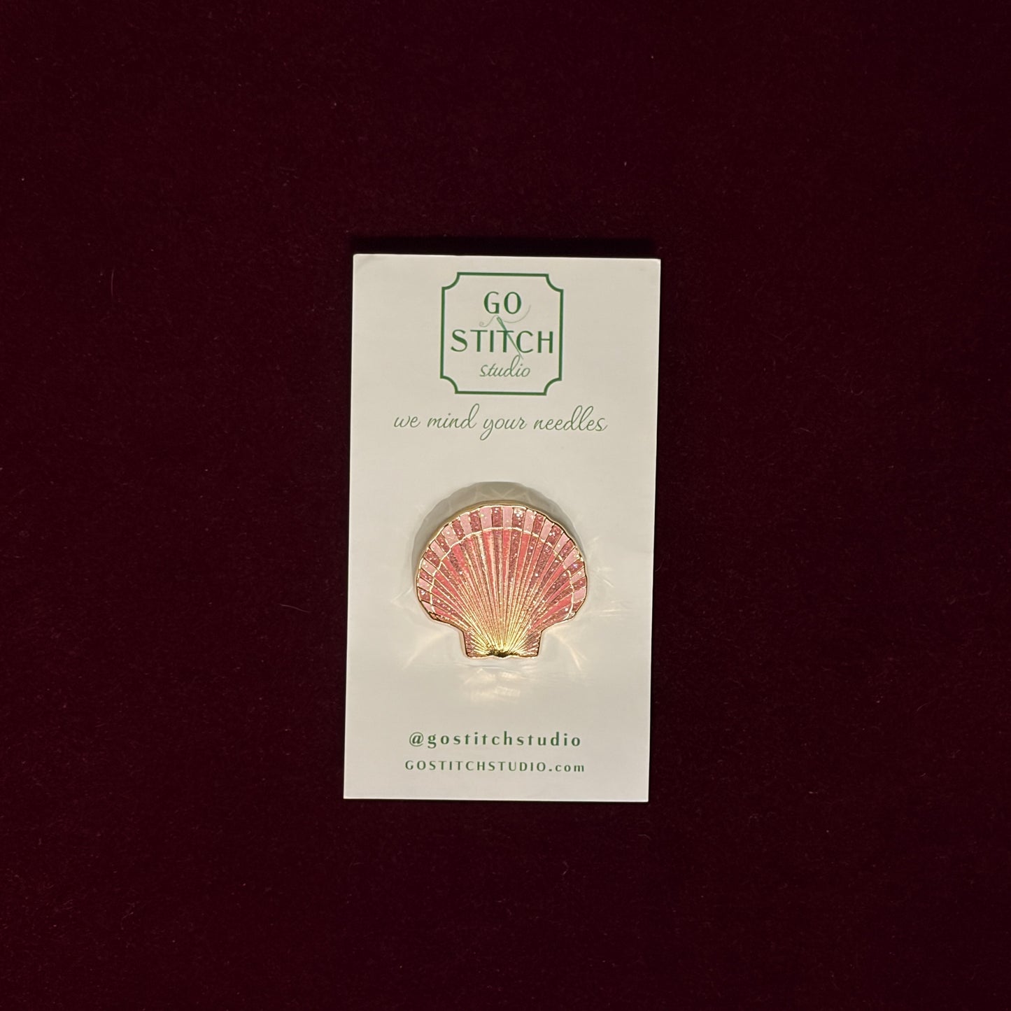 Pink Glitter Scallop Shell Needle Minder-Needle Minder-Go Stitch Studio-The Pepper Pot
