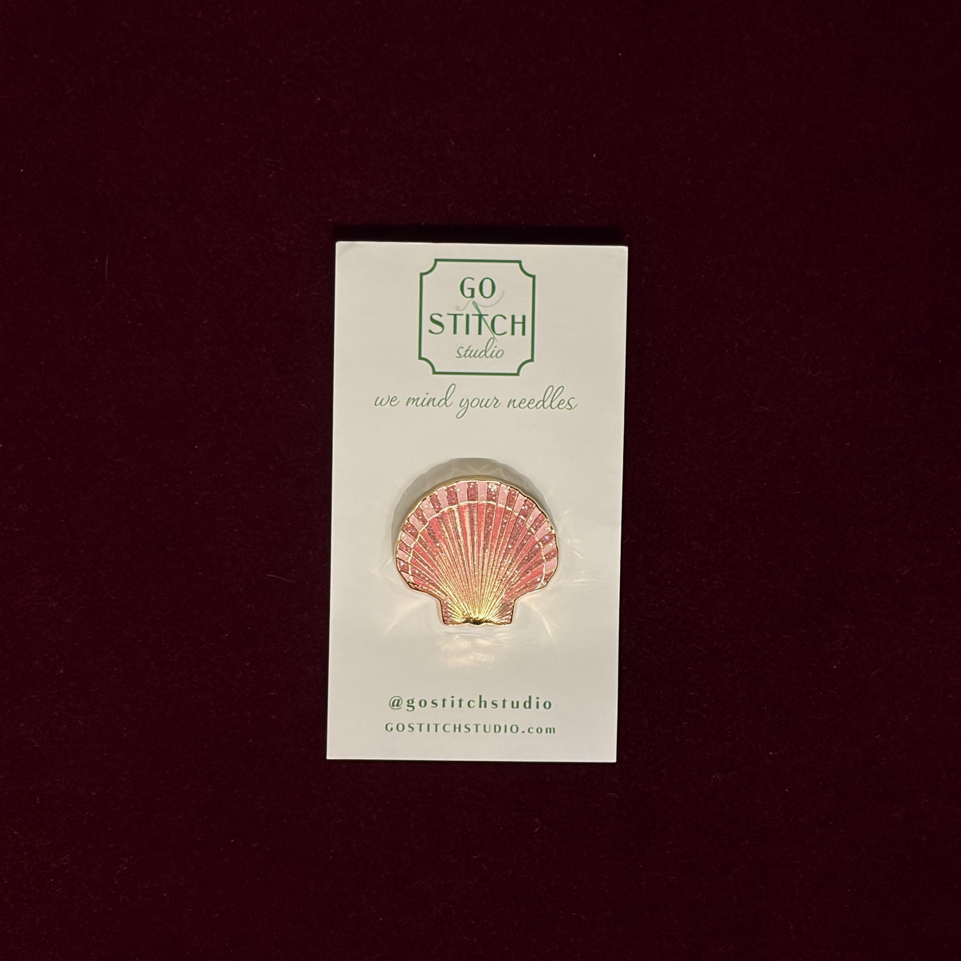 Pink Glitter Scallop Shell Needle Minder-Needle Minder-Go Stitch Studio-The Pepper Pot