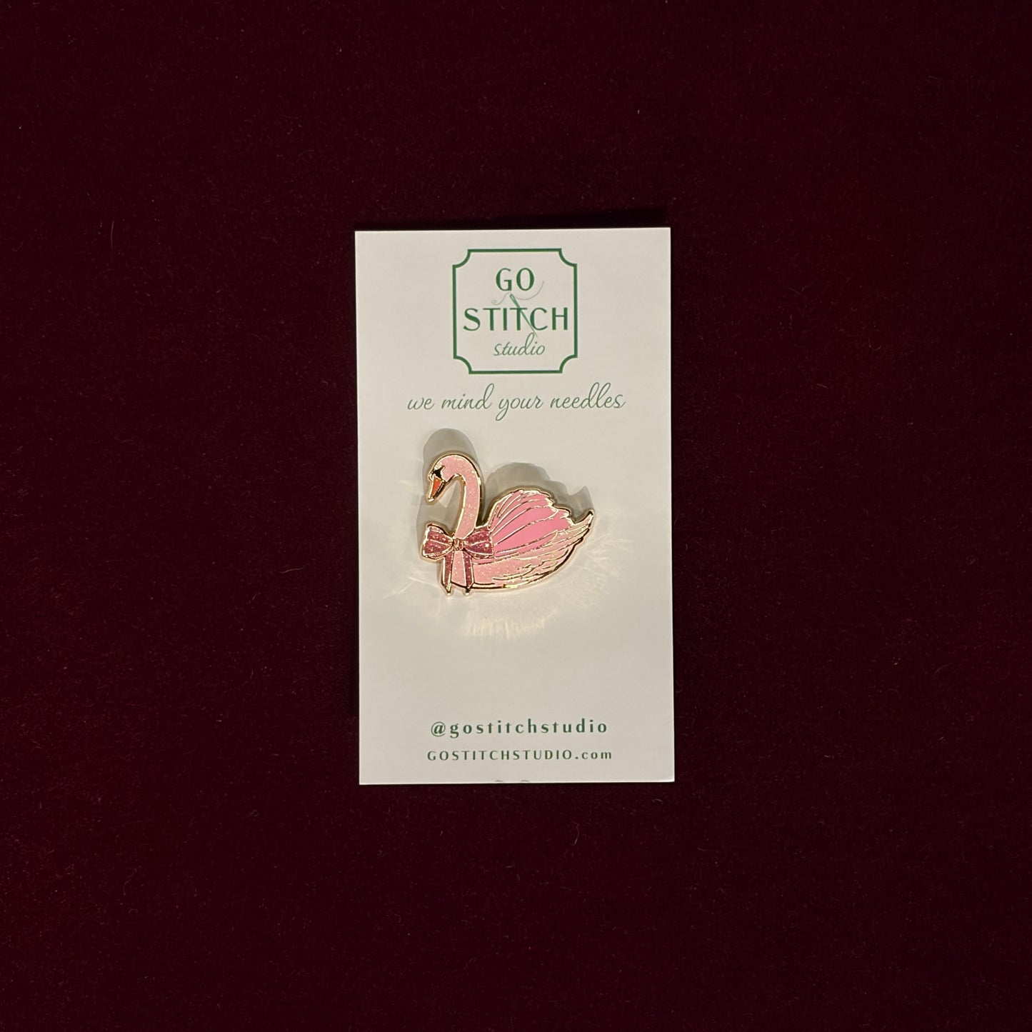 Pink Glitter Swan with Bow Needle Minder-Needle Minder-Go Stitch Studio-The Pepper Pot