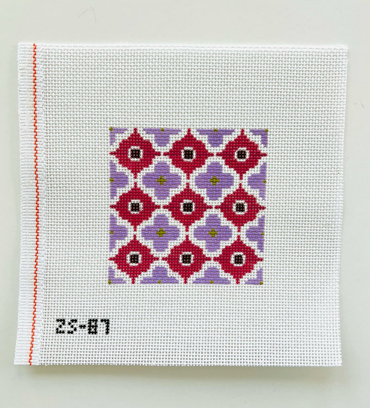 Pink Moroccan Tile August Trunk Show-Needlepoint Canvas-KCN Designers-The Pepper Pot Barrington, IL