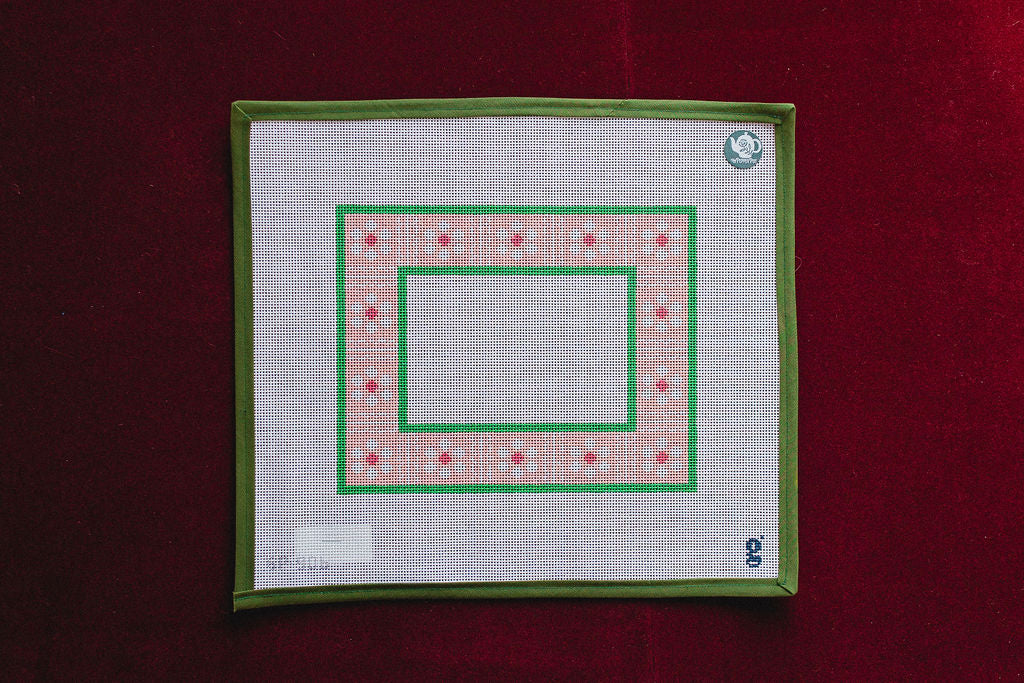 Pink Scallop Daisy Frame-Canvas-Goodpoint Needlepoint-The Pepper Pot