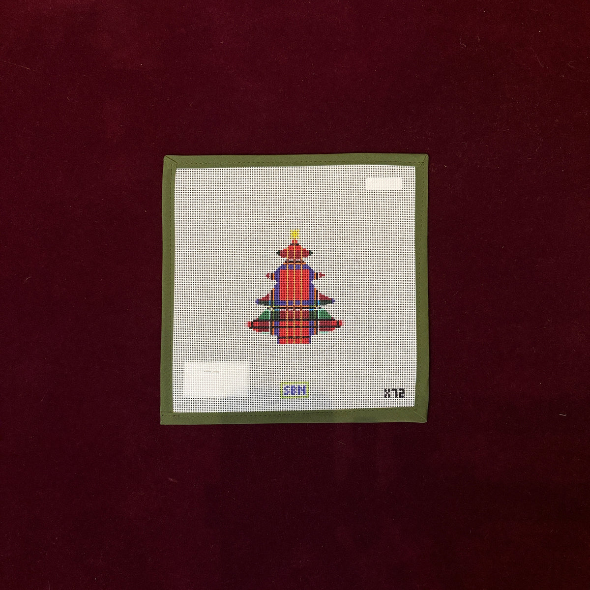 Plaid Christmas Tree ornament-Needlepoint Canvas-Susan Battle Needlepoint-The Pepper Pot Barrington, IL