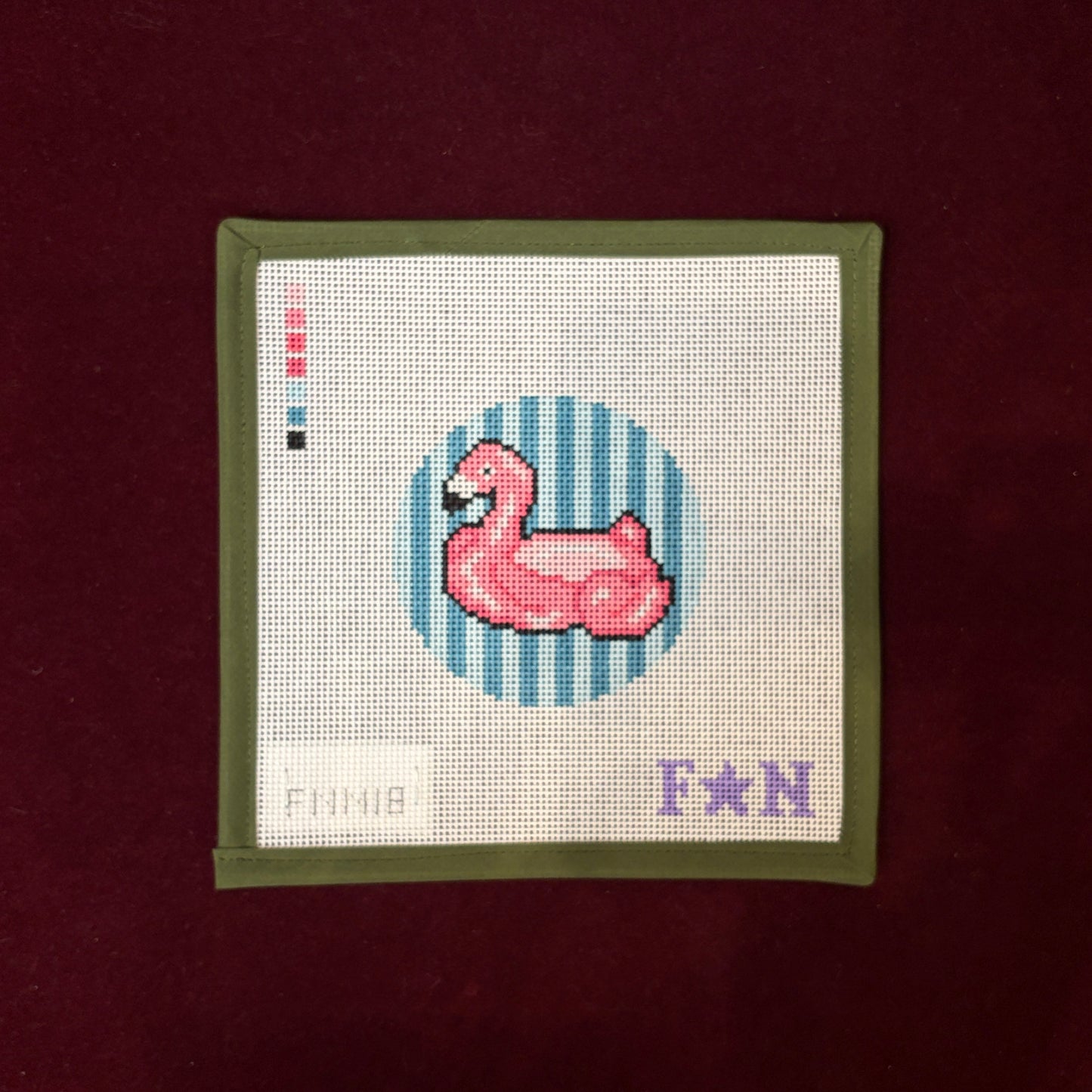 Pool Floaty Flamingo-Needlepoint Canvas-Friday Night Needlepoint-The Pepper Pot Barrington, IL