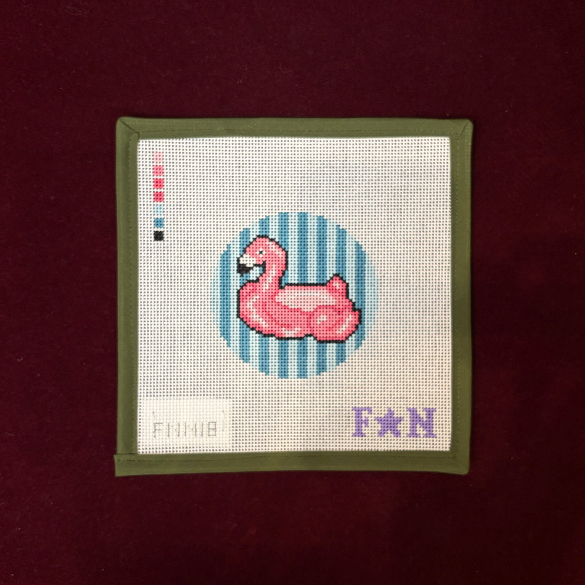 Pool Floaty Flamingo-Needlepoint Canvas-Friday Night Needlepoint-The Pepper Pot Barrington, IL