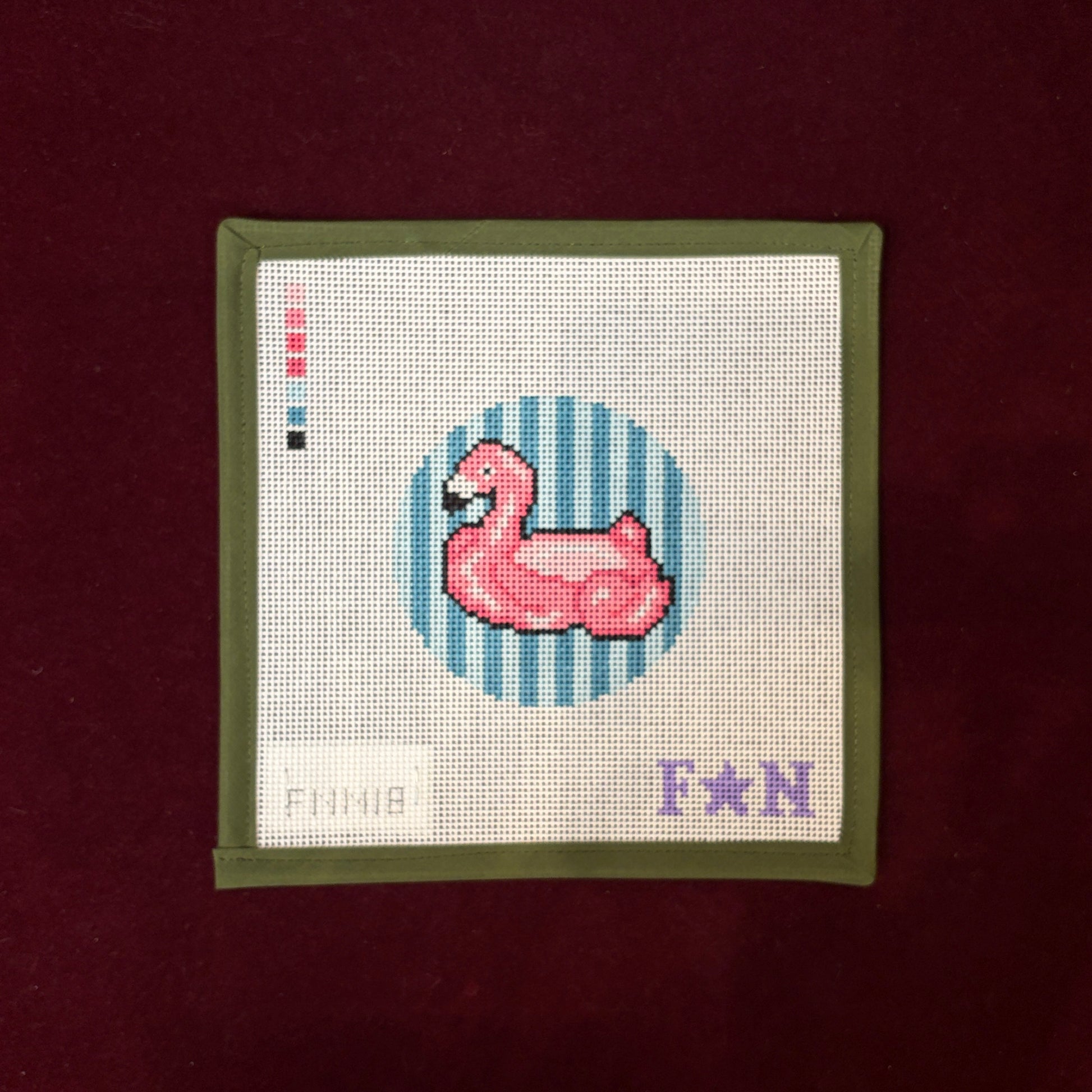 Pool Floaty Flamingo-Needlepoint Canvas-Friday Night Needlepoint-The Pepper Pot Barrington, IL