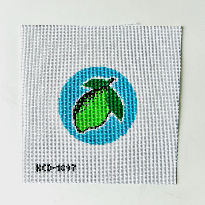 Pop Art Lime Round August Trunk Show-Needlepoint Canvas-KCN Designers-The Pepper Pot Barrington, IL