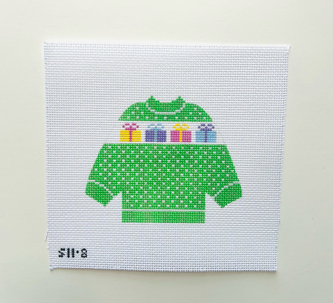 Present Pullover August Trunk Show-Needlepoint Canvas-KCN Designers-The Pepper Pot Barrington, IL