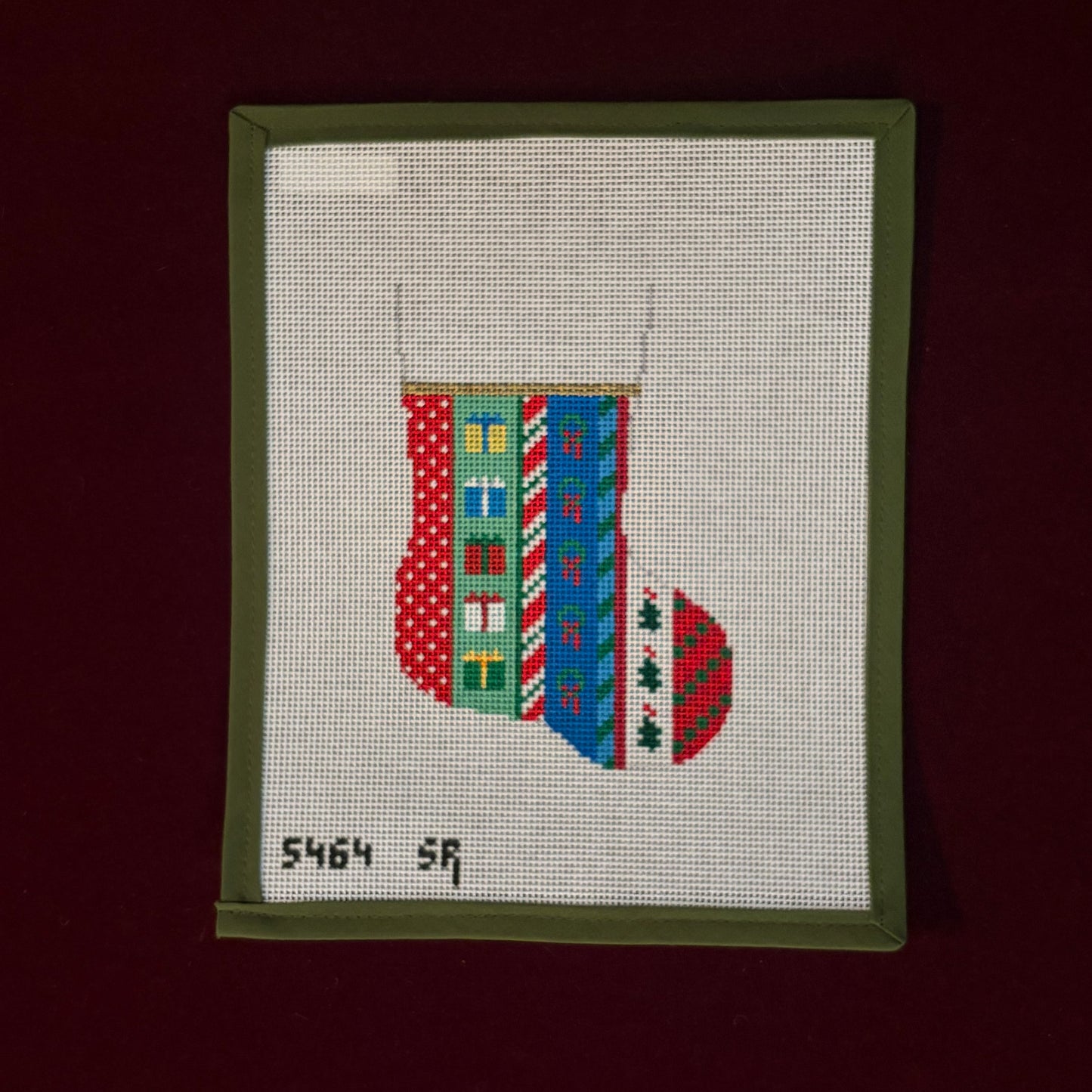 Presents Vertical Stripe Mini Stocking-Canvas-Susan Roberts-The Pepper Pot