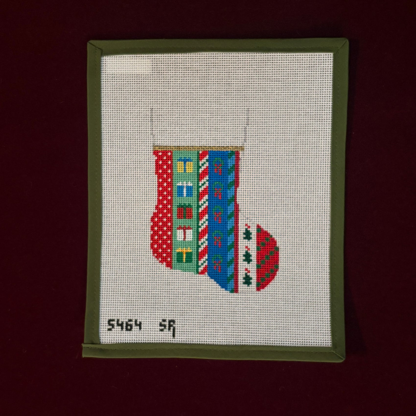 Presents Vertical Stripe Mini Stocking-Canvas-Susan Roberts-The Pepper Pot