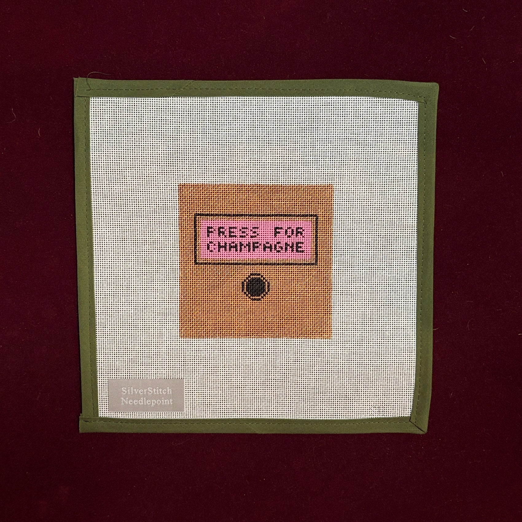 Press for Champagne-Needlepoint Canvas-Silverstitch Needlepoint-The Pepper Pot Barrington, IL