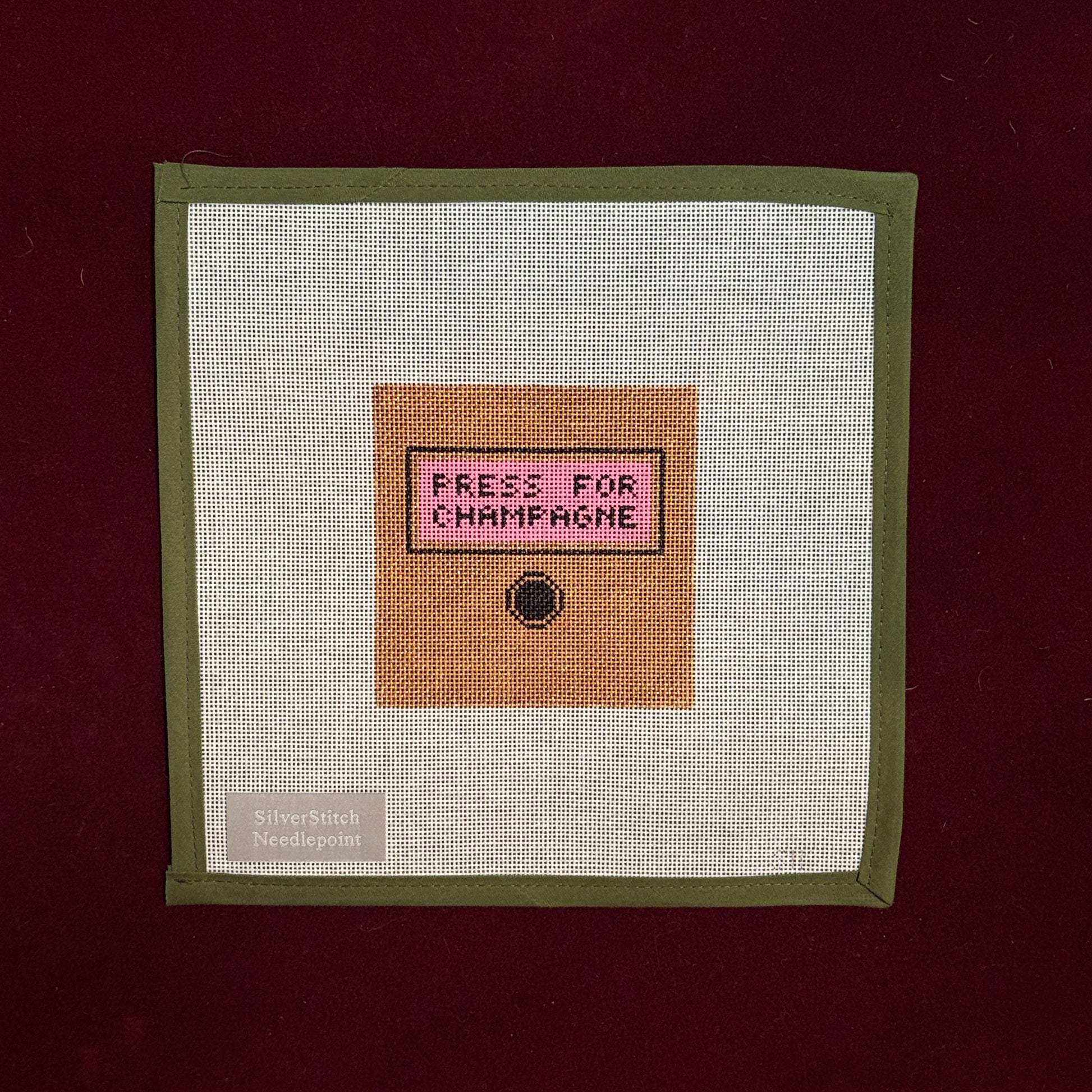 Press for Champagne-Needlepoint Canvas-Silverstitch Needlepoint-The Pepper Pot Barrington, IL