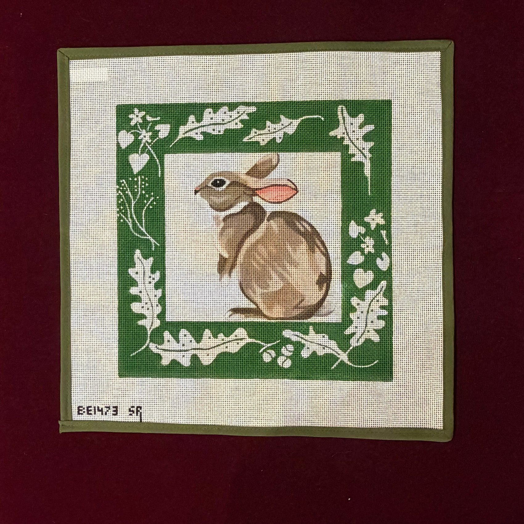 Rabbit with Green Border-Canvas-Susan Roberts-The Pepper Pot