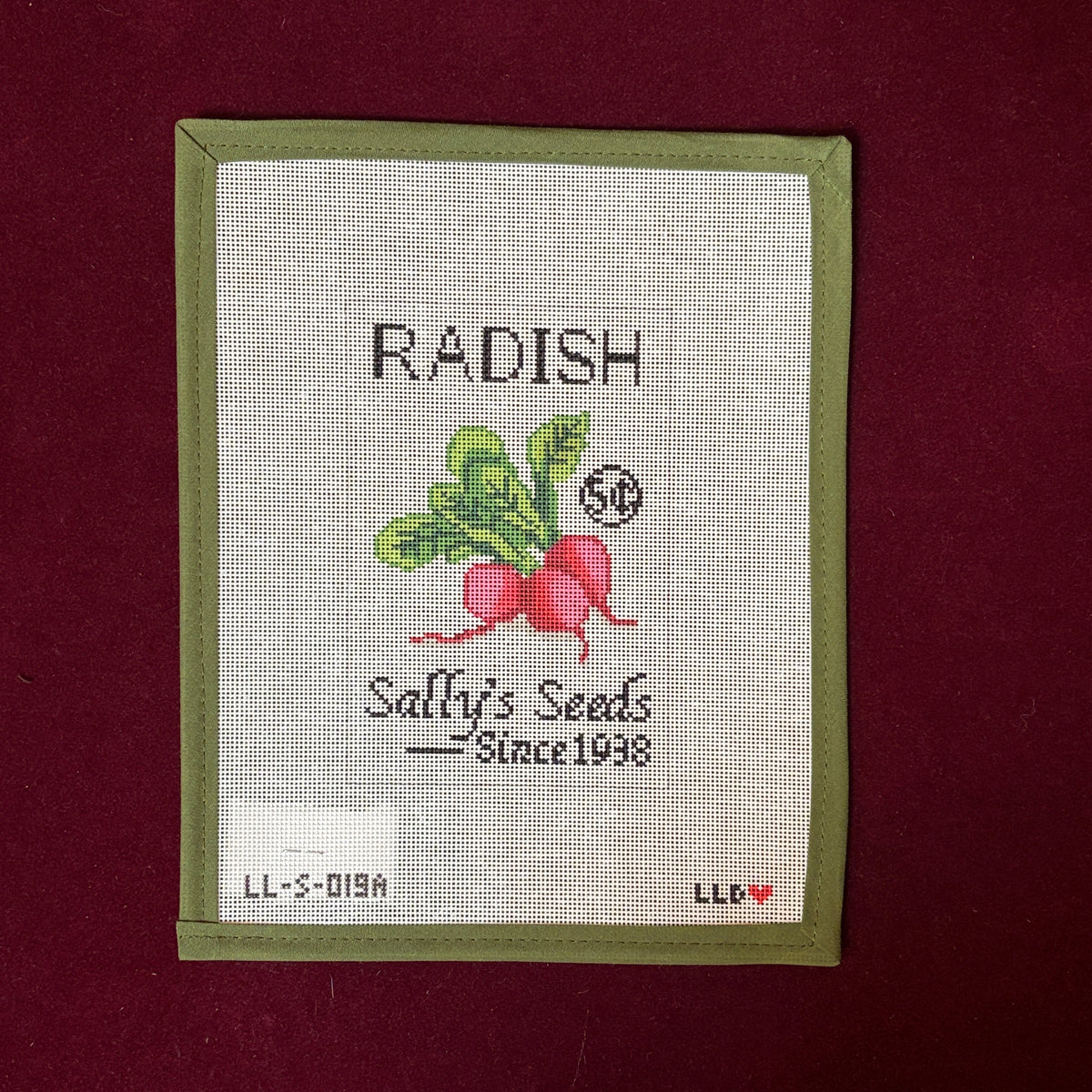 Radish Seed Packet (18 Mesh)-Needlepoint Canvas-Laura Love Designs-The Pepper Pot Barrington, IL