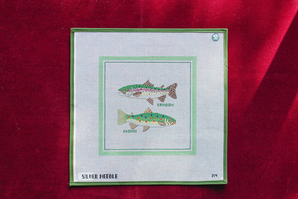 Rainbow & Brown Trout-Canvas-Silver Needle-The Pepper Pot