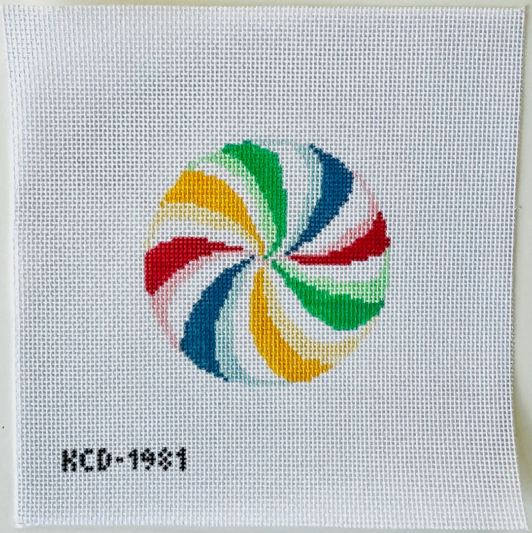 Rainbow Peppermint Round August Trunk Show-Needlepoint Canvas-KCN Designers-The Pepper Pot Barrington, IL