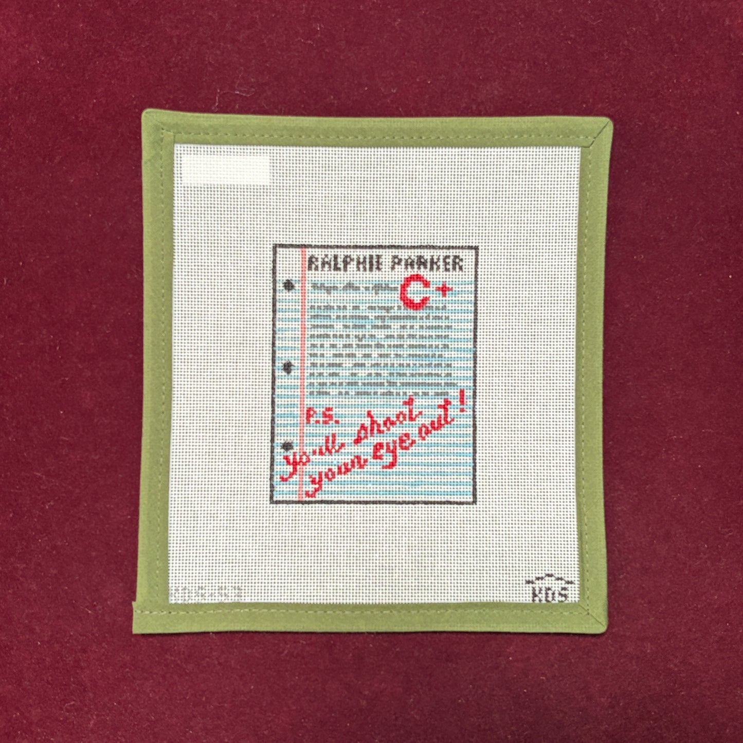 Ralphie's Essay-Needlepoint Canvas-The Gingham Stitchery-The Pepper Pot Barrington, IL