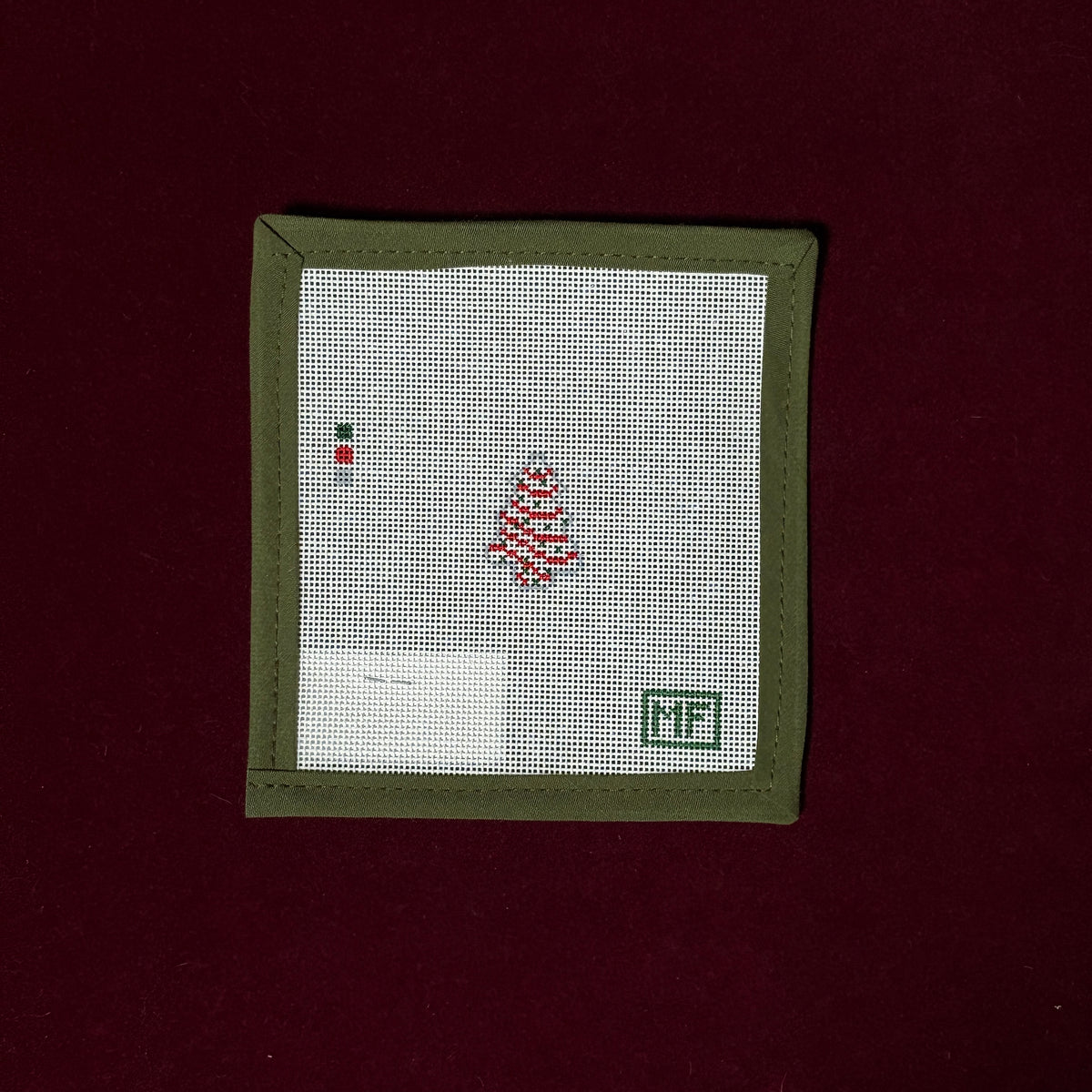 Red and White Tree Mini-Needlepoint Canvas-MF Needlepoint-The Pepper Pot Barrington, IL