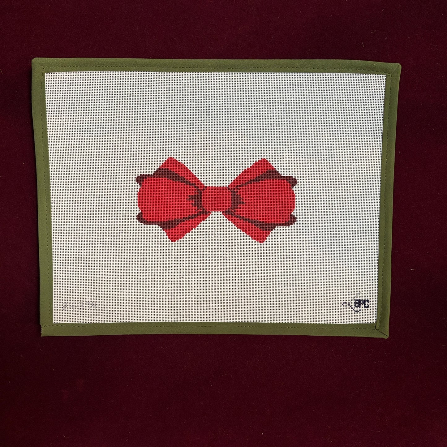 Red Bow-Needlepoint Canvas-Blueberry Needlepoint-The Pepper Pot Barrington, IL