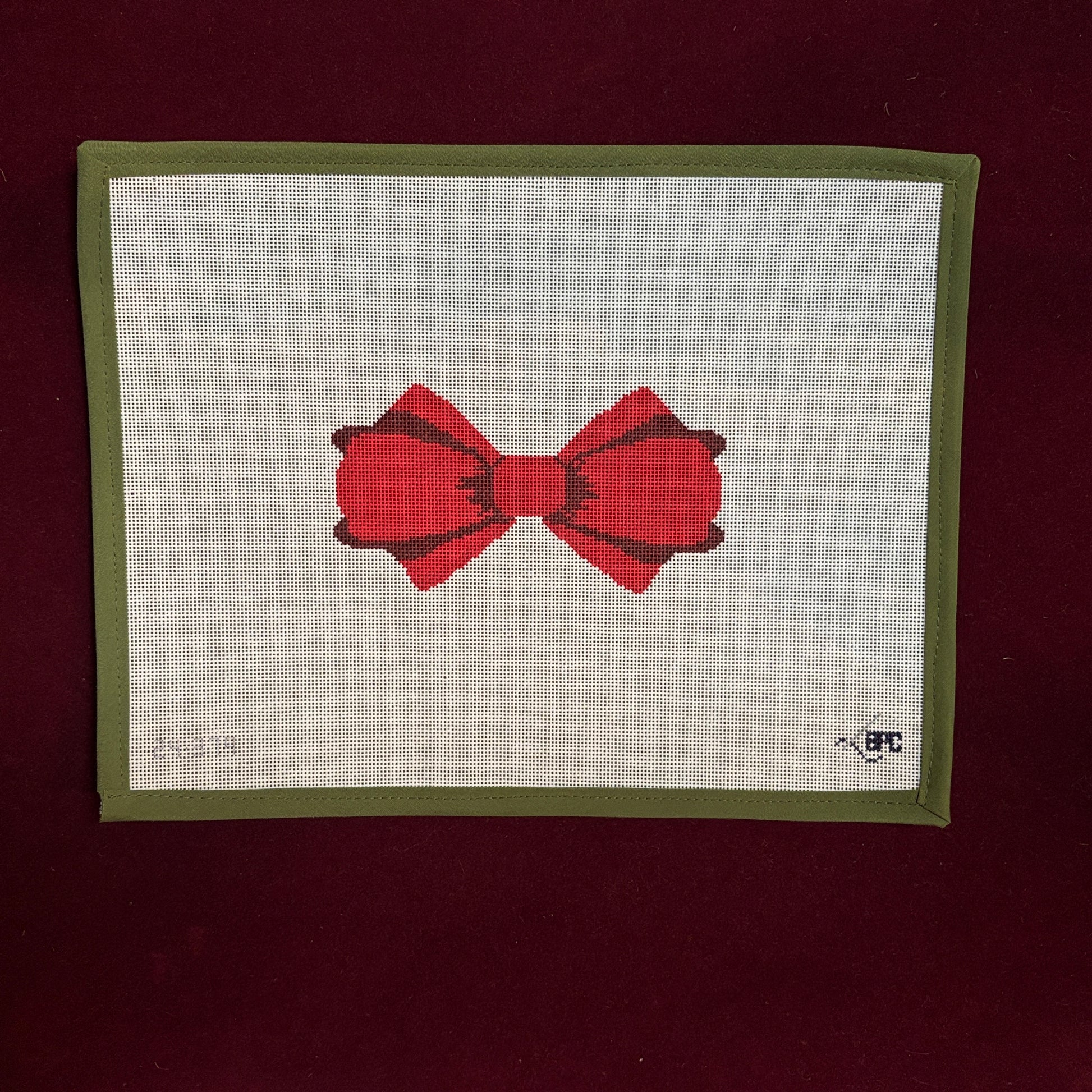 Red Bow-Needlepoint Canvas-Blueberry Needlepoint-The Pepper Pot Barrington, IL