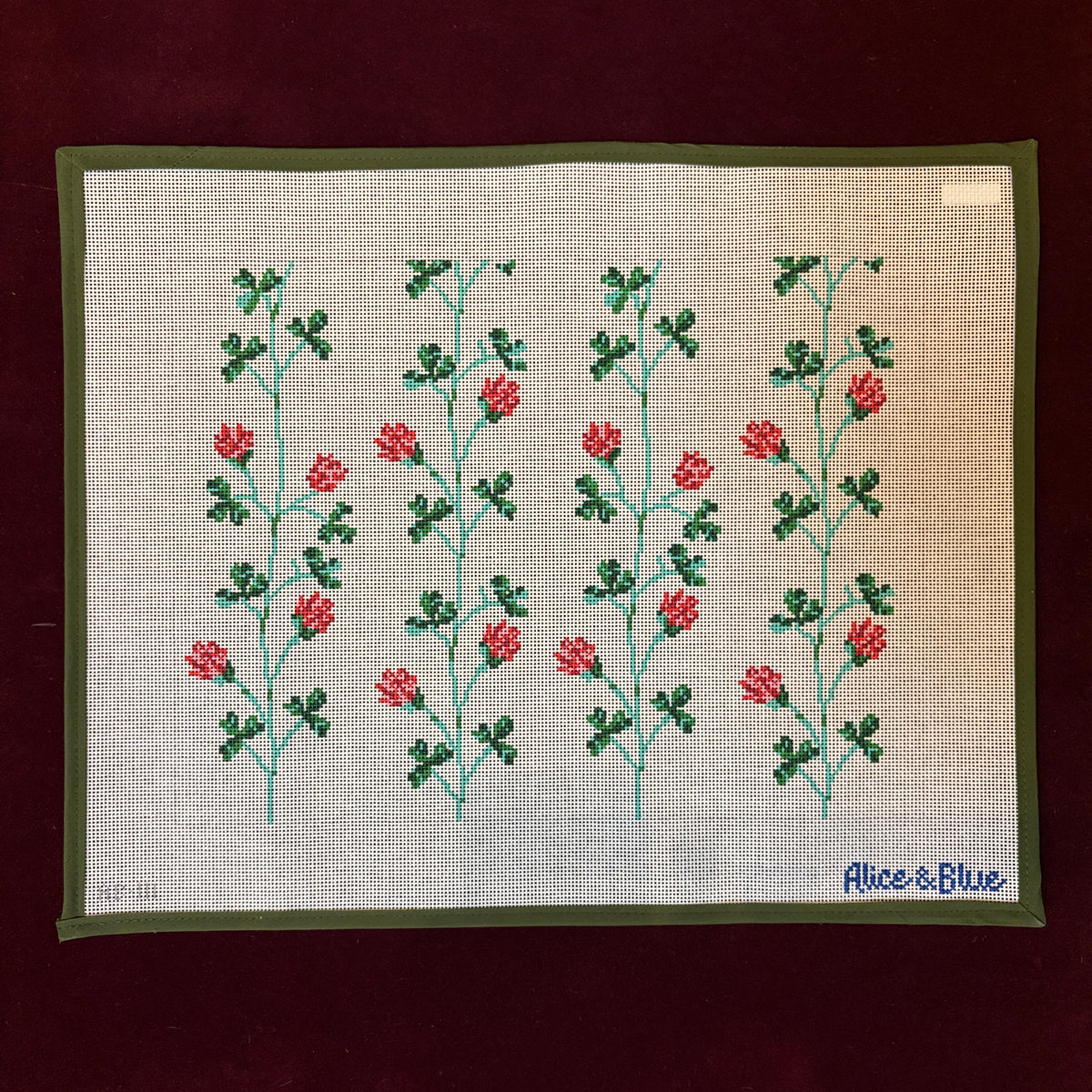 Red Clover-Needlepoint Canvas-Alice & Blue-The Pepper Pot Barrington, IL