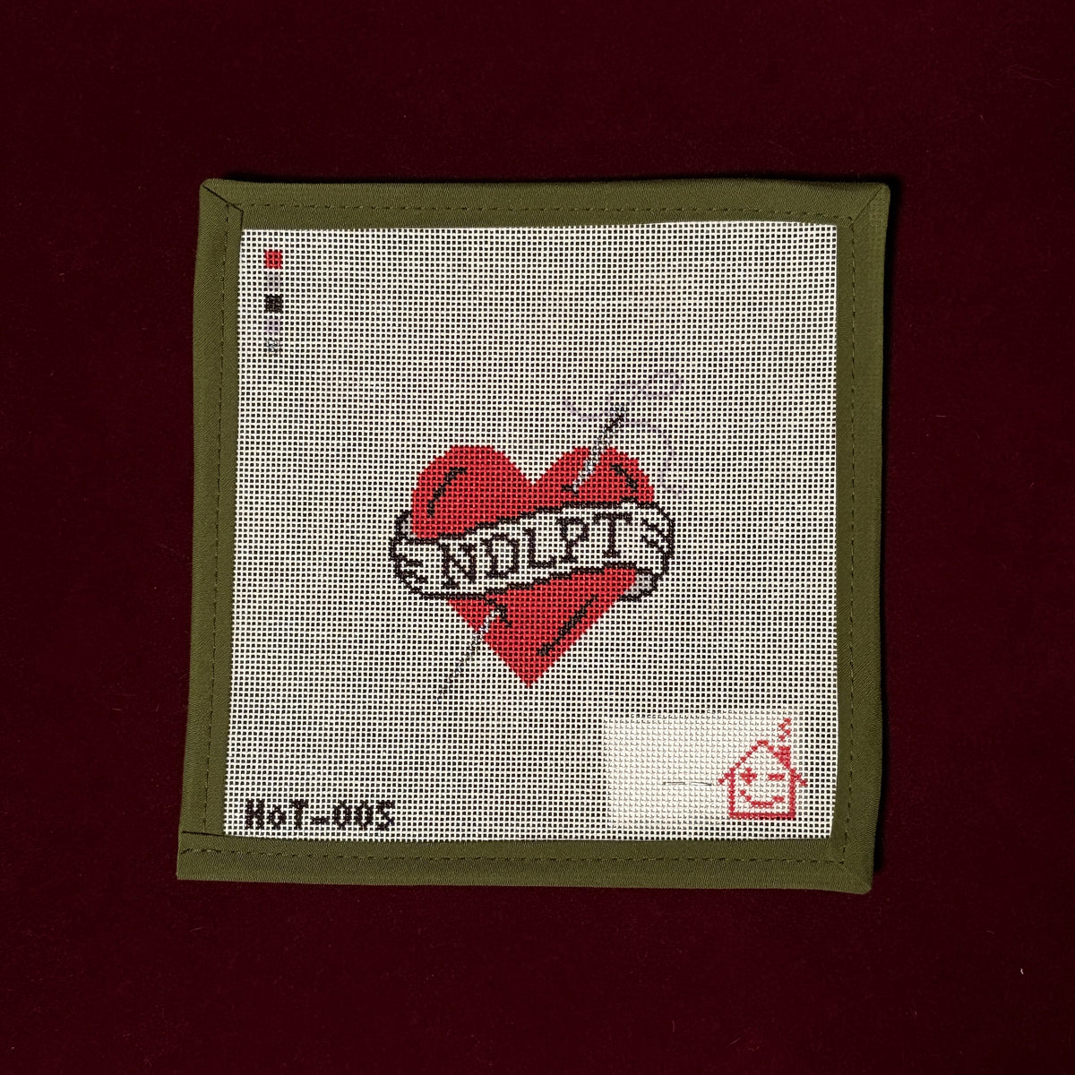 Red NDLPT Heart-Needlepoint Canvas-Haus of Toots-The Pepper Pot Barrington, IL