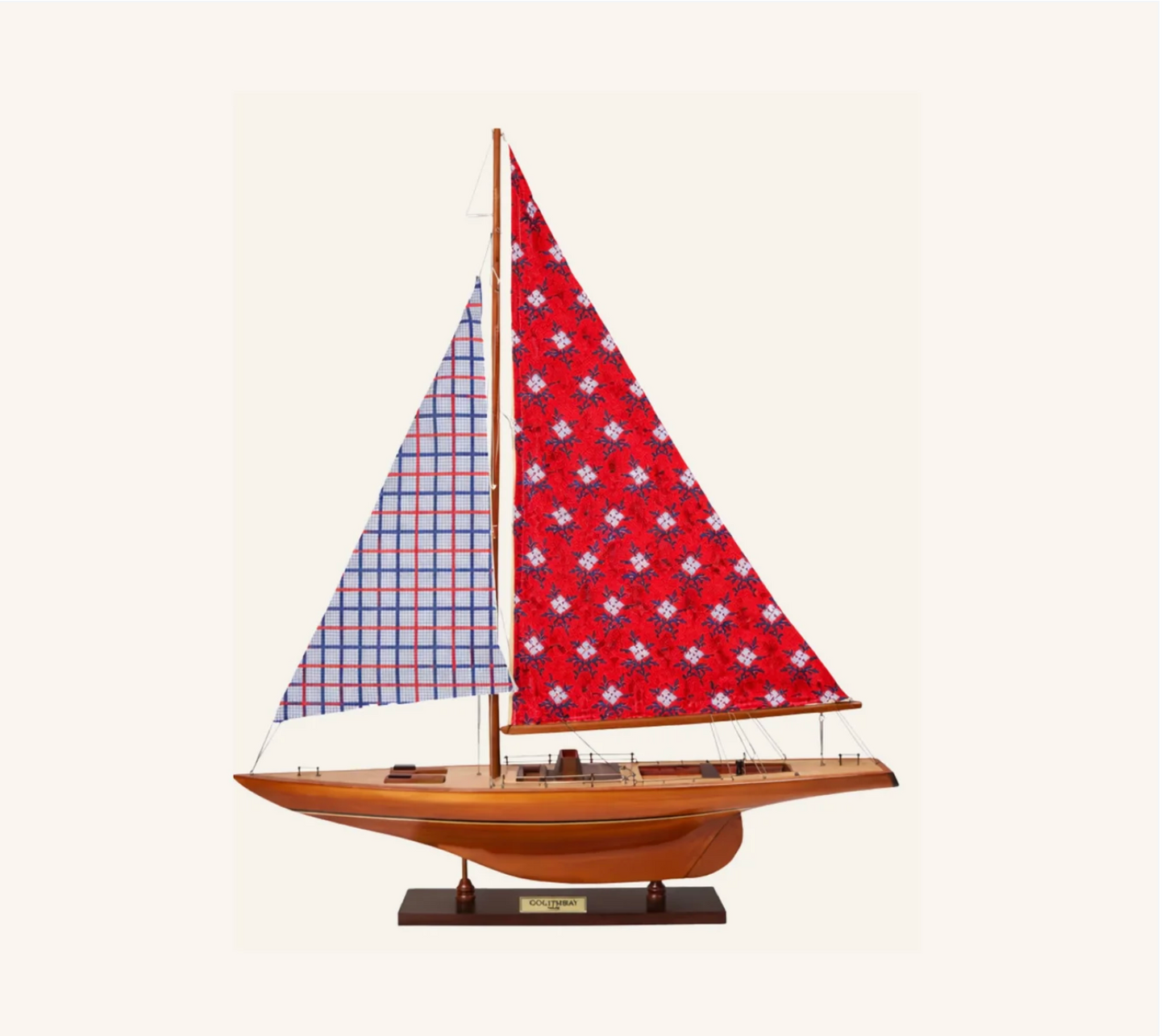Regatta Plaid Sails with Sailboat-Needlepoint Canvas-Wisteria Designs-The Pepper Pot Barrington, IL
