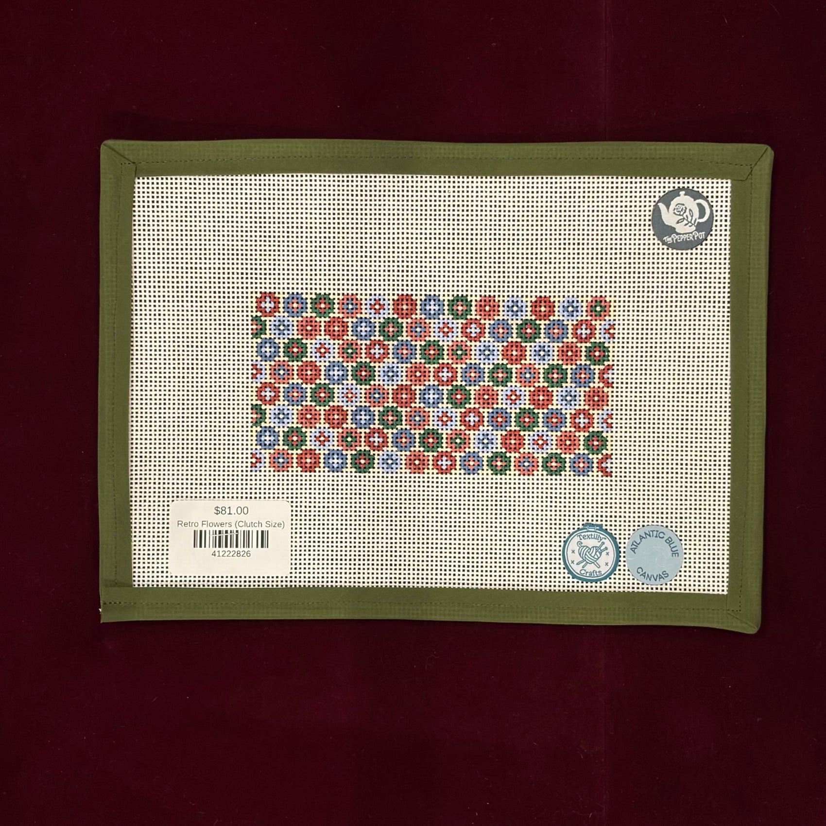 Retro Flowers (Clutch Size)-Canvas-Atlantic Blue Canvas-The Pepper Pot