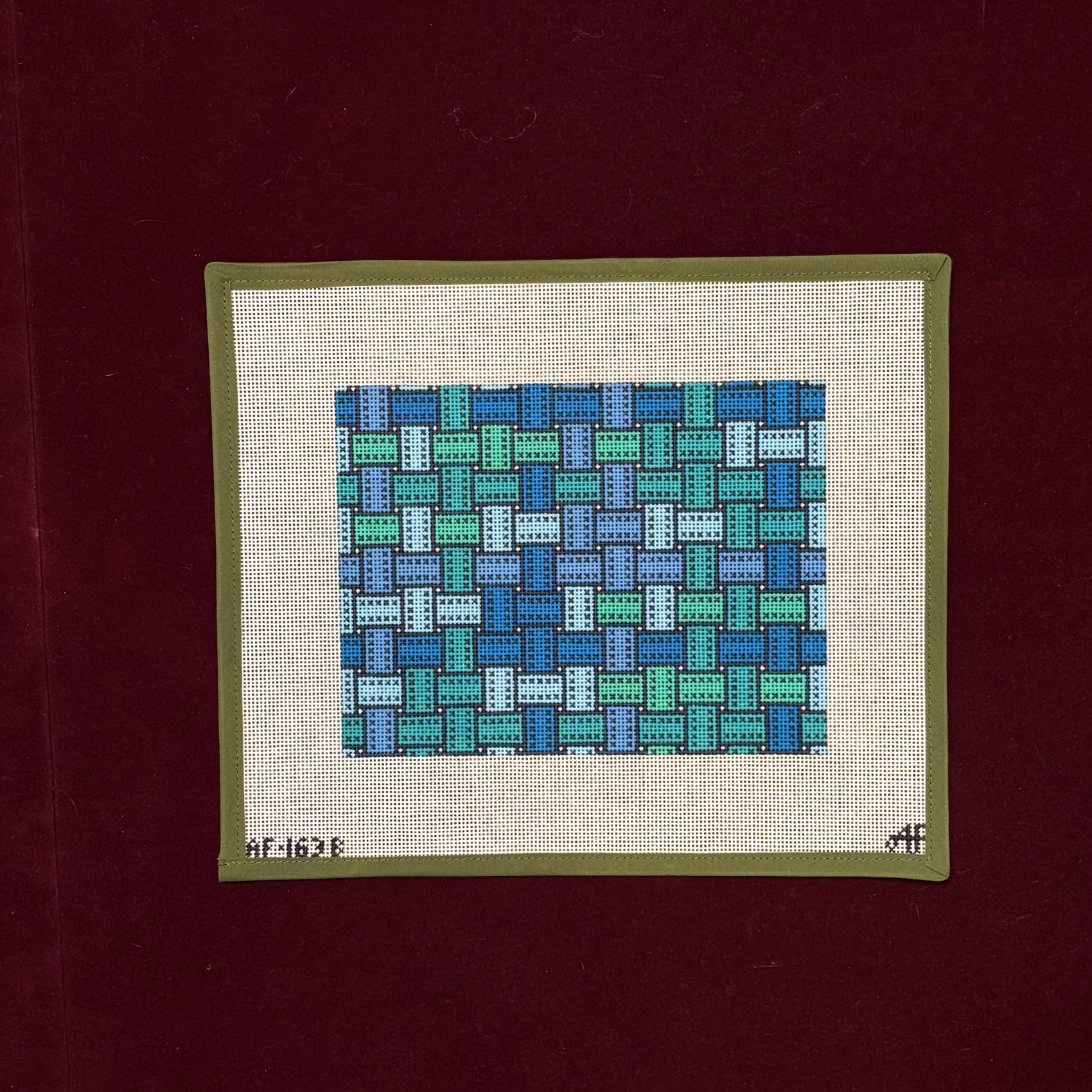 Ribbon Clutch Blue Haze-Canvas-Stitch Style Needlepoint-The Pepper Pot