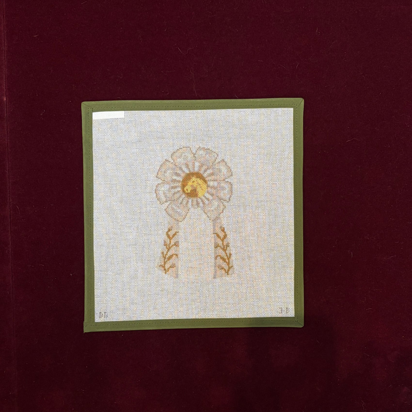 Rosette Ribbon - White-Canvas-Plum Stitchery-The Pepper Pot