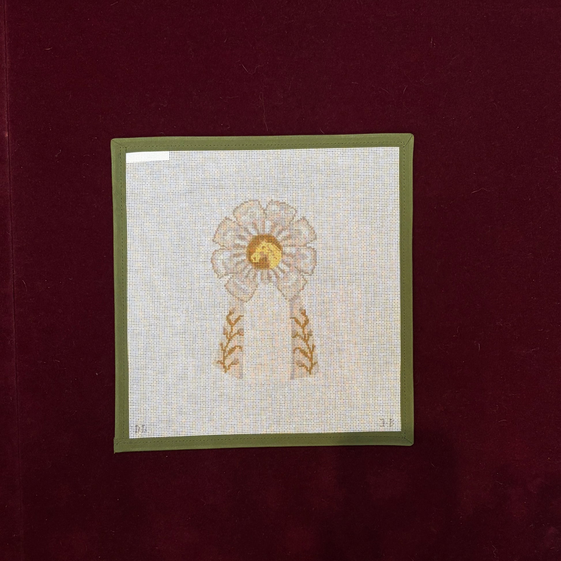 Rosette Ribbon - White-Canvas-Plum Stitchery-The Pepper Pot