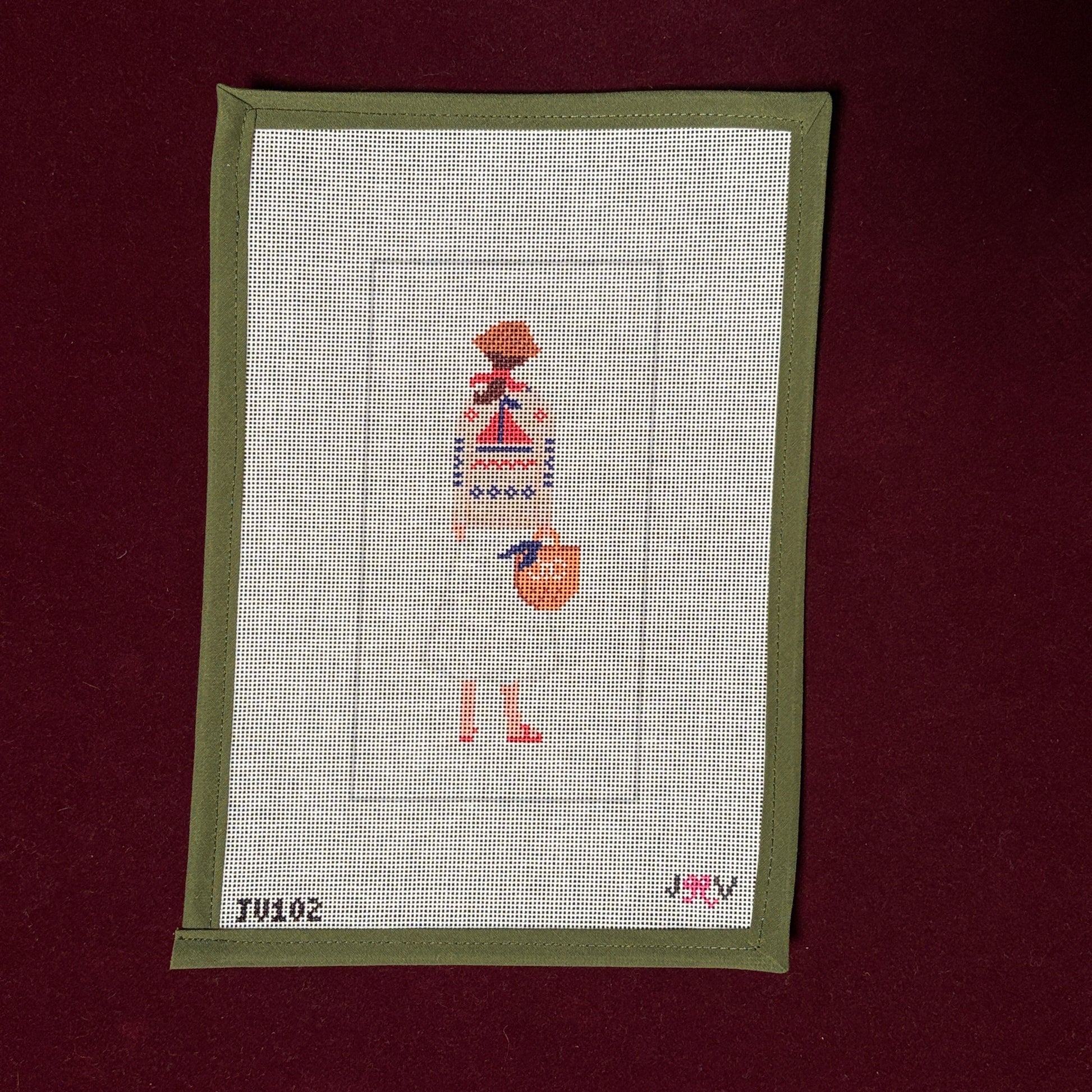 Sailboat Girl-Needlepoint Canvas-Jennifer Vallez Handmade-The Pepper Pot Barrington, IL