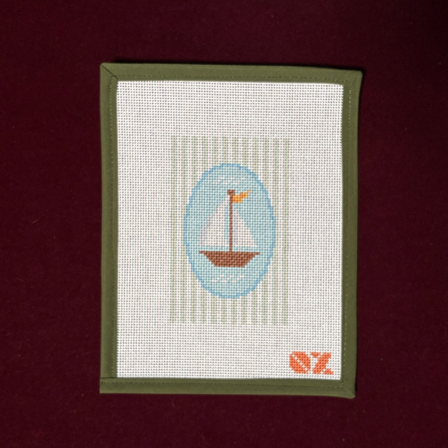 Sailboat Striped Oval-Needlepoint Canvas-Oz Needle and Thread-The Pepper Pot Barrington, IL