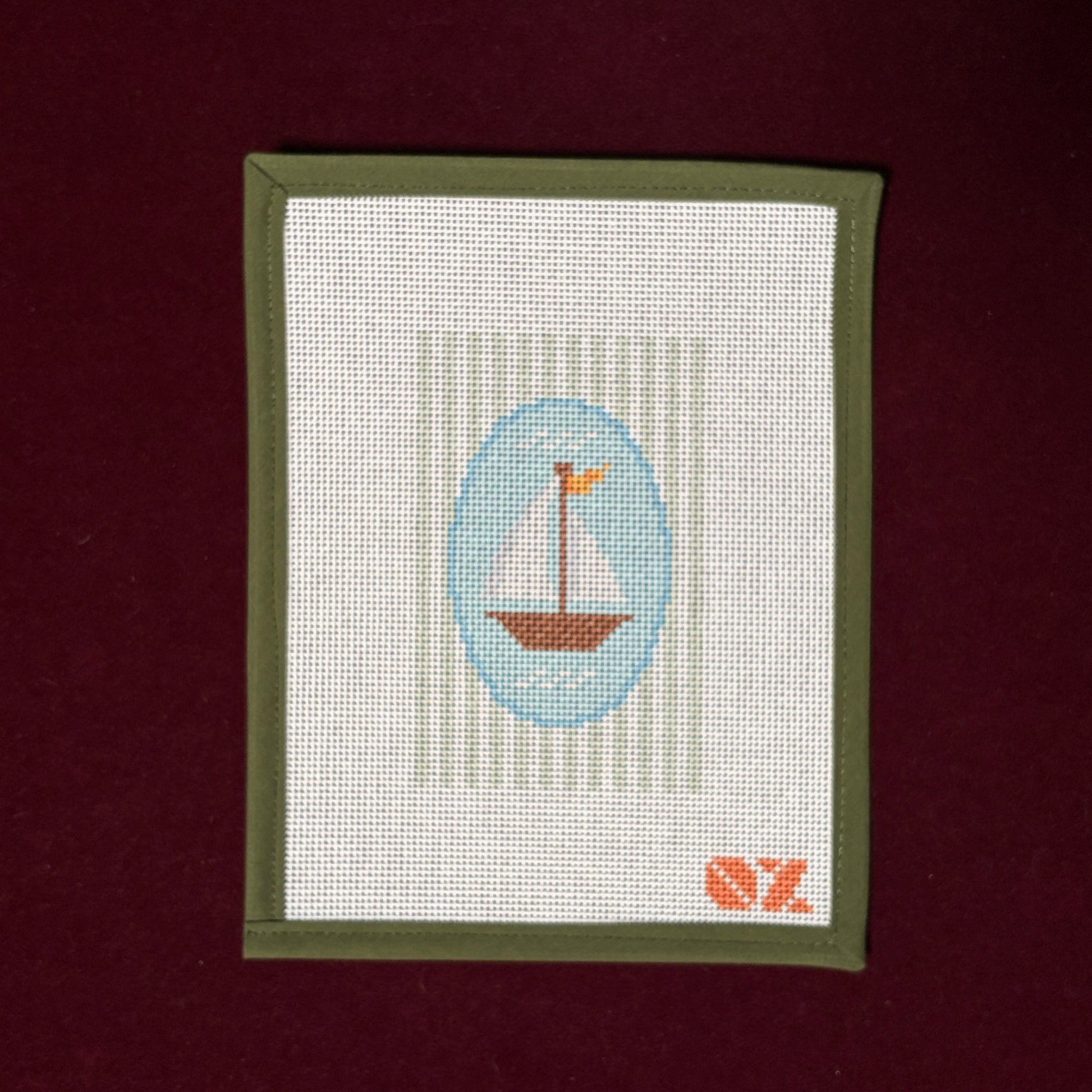 Sailboat Striped Oval-Needlepoint Canvas-Oz Needle and Thread-The Pepper Pot Barrington, IL