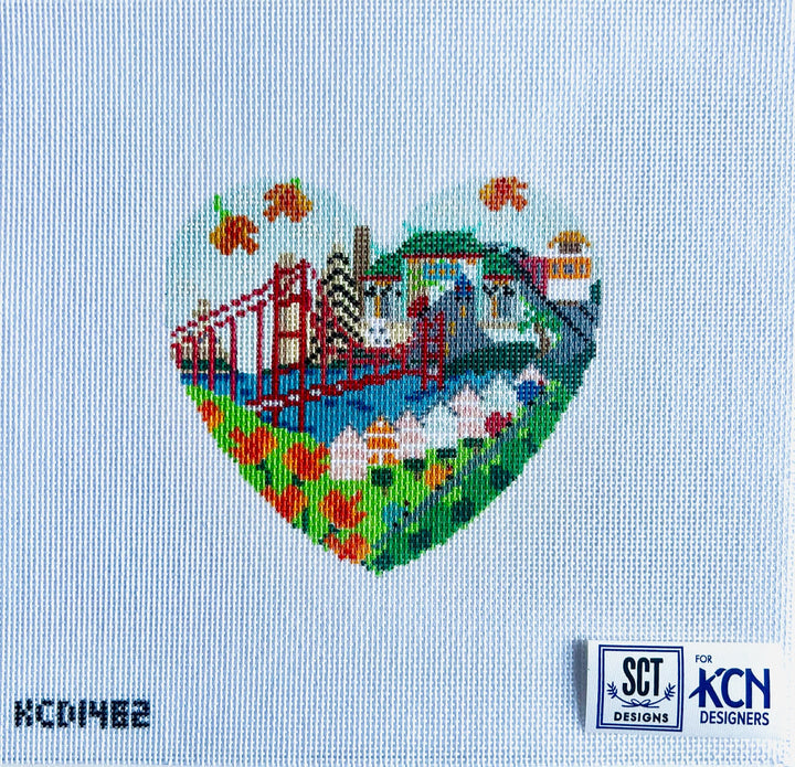 San Francisco Heart August Trunk Show-Needlepoint Canvas-KCN Designers-The Pepper Pot Barrington, IL