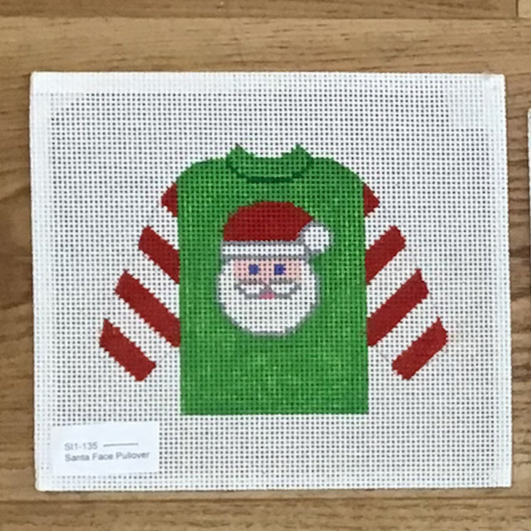 Santa Face Pullover August Trunk Show-Needlepoint Canvas-KCN Designers-The Pepper Pot Barrington, IL