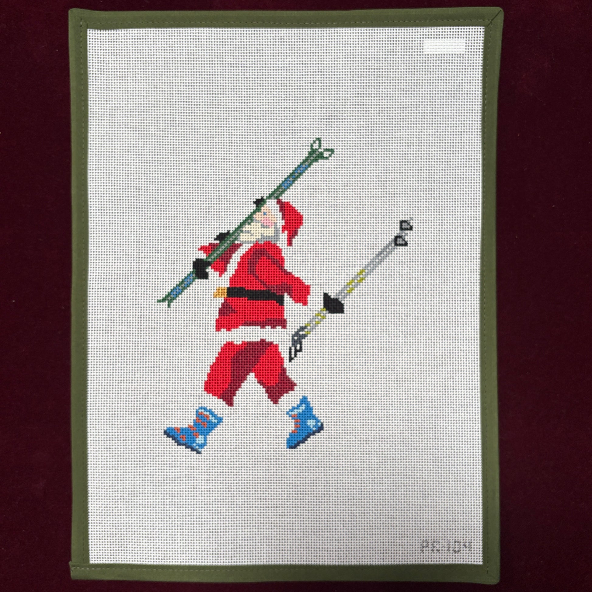 Santa Skier-Needlepoint Canvas-Stitchtent-The Pepper Pot Barrington, IL