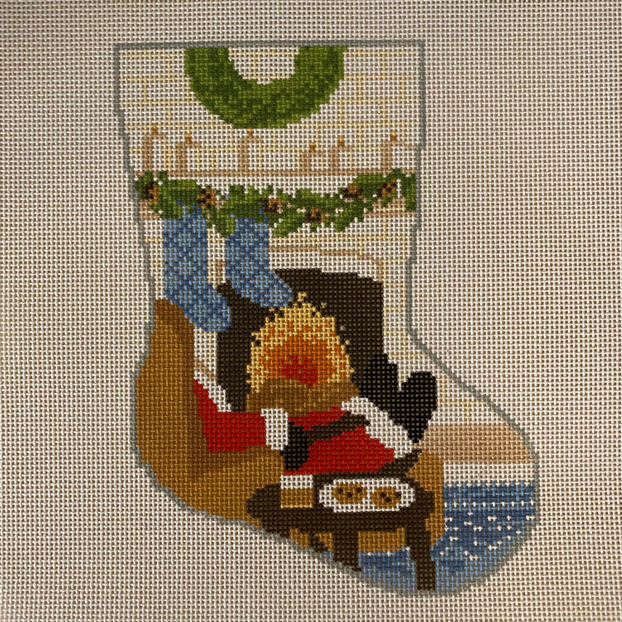 Santa's Nightcap Midsize Stocking Canvas - 13 mesh August Trunk Show-Needlepoint Canvas-KCN Designers-The Pepper Pot Barrington, IL