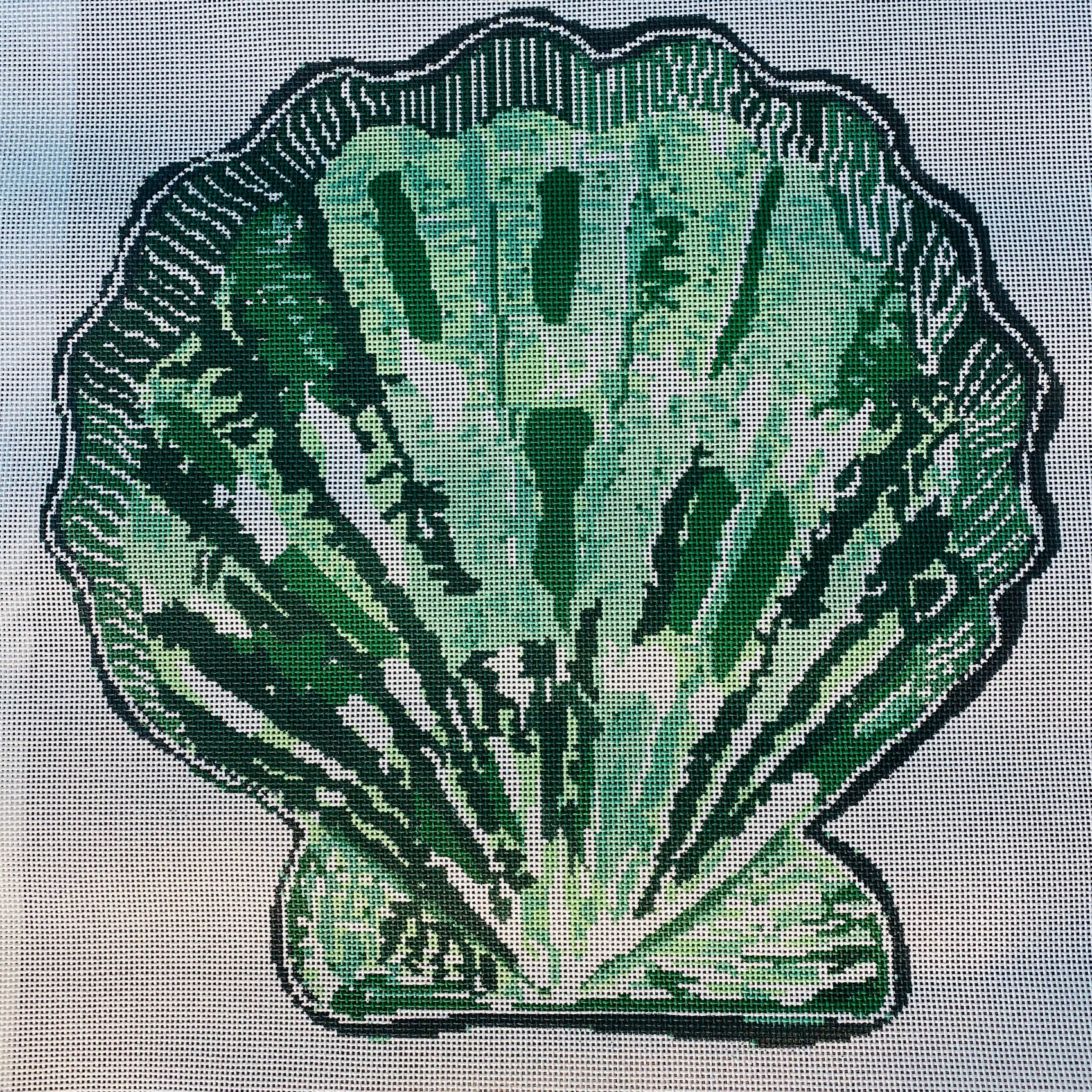 Scallop Canvas (Green) August Trunk Show-Needlepoint Canvas-KCN Designers-The Pepper Pot Barrington, IL